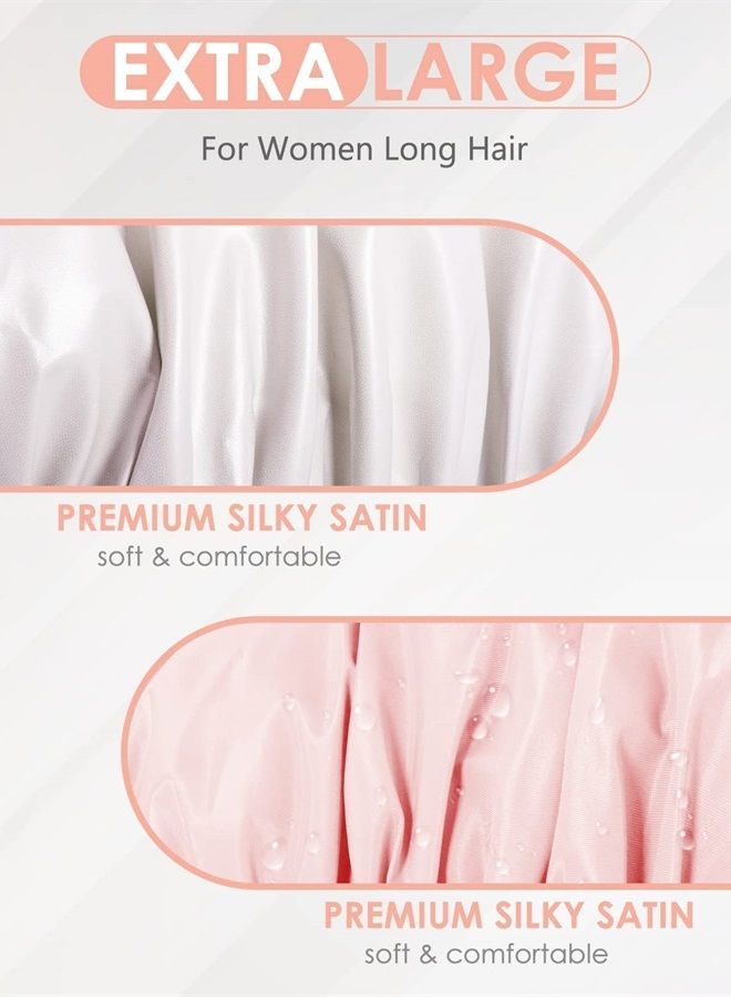 Aquior Shower Caps, Reusable Shower Cap for Women, Waterproof Layer Hair Cap, Large Size for All Hair Lengths,for Girls Spa Home Salon Use (Pink) - Image 3
