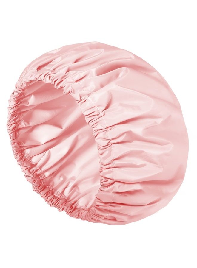 Aquior Shower Caps, Reusable Shower Cap for Women, Waterproof Layer Hair Cap, Large Size for All Hair Lengths,for Girls Spa Home Salon Use (Pink) - Image 1
