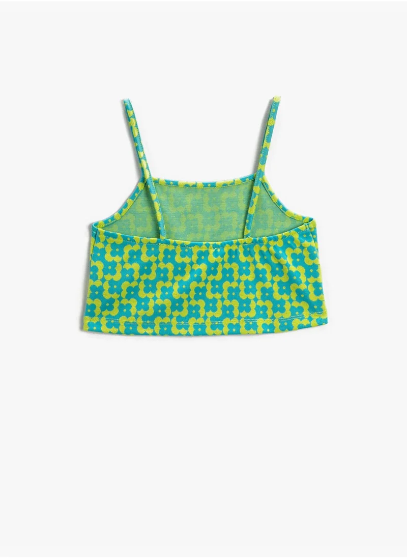 كوتون Floral Print Crop Top Strapped