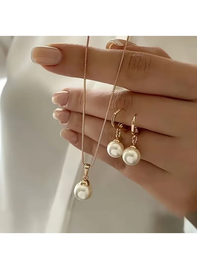 Goolsky [1 Set Elegant Faux Jewelry] 1 Set Elegant Faux Jewelry, Alloy Necklace and Earrings Set, Simple Chic Style, Versatile Daily Wear, Gift-Ready, All-Season Accessory - Image 2