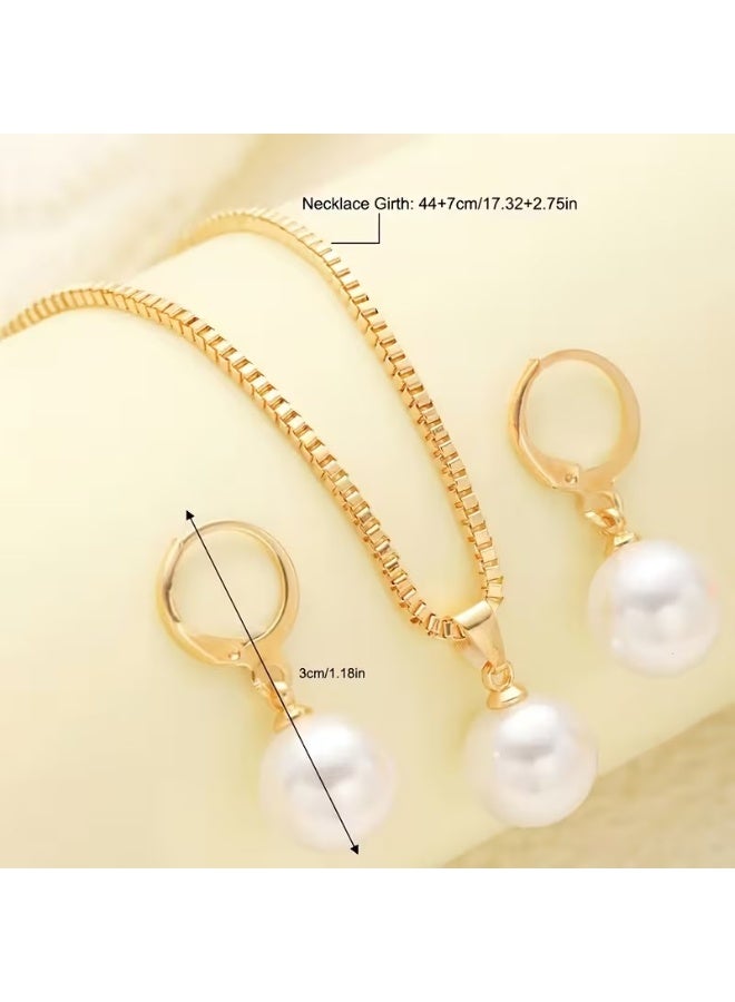 Goolsky [1 Set Elegant Faux Jewelry] 1 Set Elegant Faux Jewelry, Alloy Necklace and Earrings Set, Simple Chic Style, Versatile Daily Wear, Gift-Ready, All-Season Accessory - Image 4