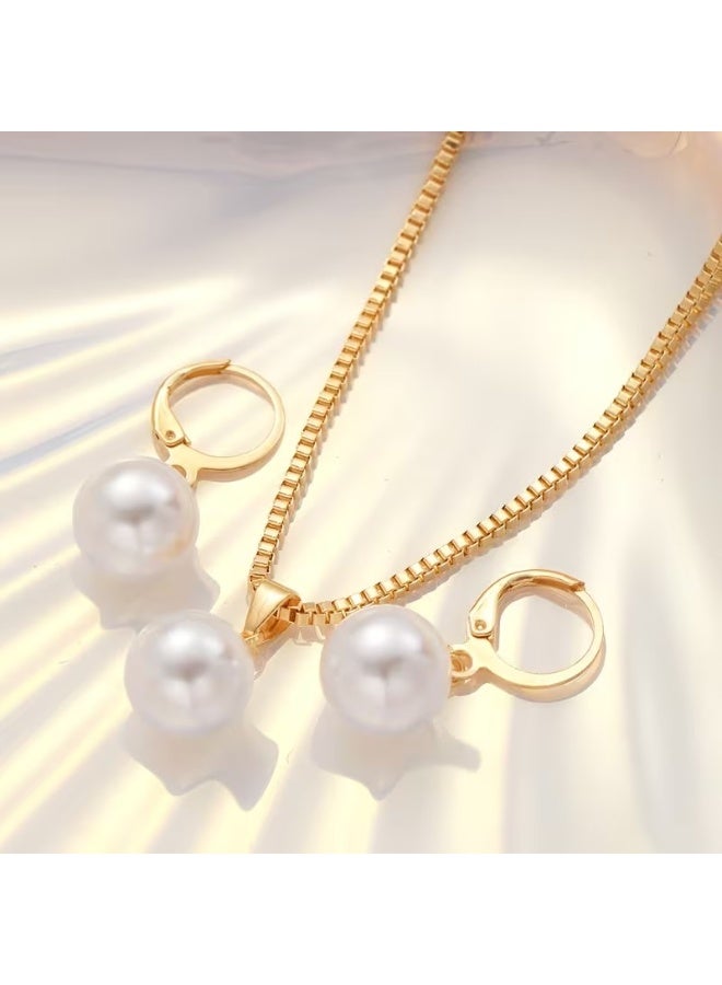 Goolsky [1 Set Elegant Faux Jewelry] 1 Set Elegant Faux Jewelry, Alloy Necklace and Earrings Set, Simple Chic Style, Versatile Daily Wear, Gift-Ready, All-Season Accessory - Image 3