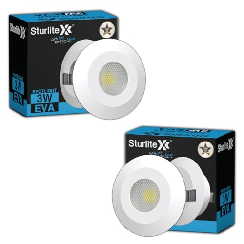 Sturlite Eva 3W LED Spotlight| Blue Light Color| 36mm-Cutout & Compact Design Ceiling Ligh| CRI Tech With High Voltage Protection Downlight - Pack of 2 - Image 1