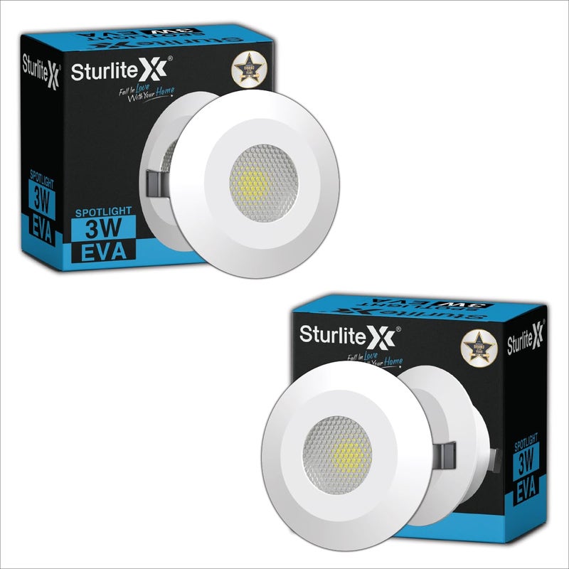 Sturlite Eva 3W LED Spotlight| Blue Light Color| 36mm-Cutout & Compact Design Ceiling Ligh| CRI Tech With High Voltage Protection Downlight - Pack of 2 - Image 2
