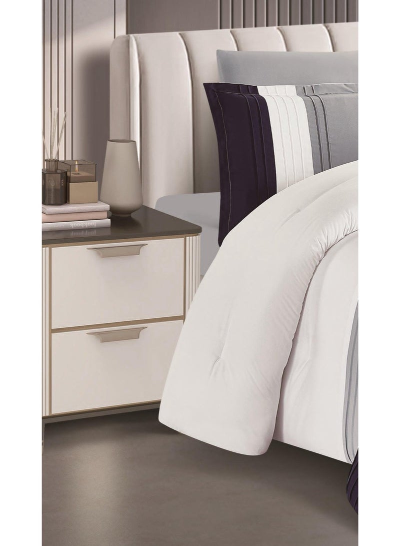 RedRoss *A double bed sheet with a modern striped design and embroidery that adds a touch of elegance, made of microfiber, size 240*260 cm - Image 2