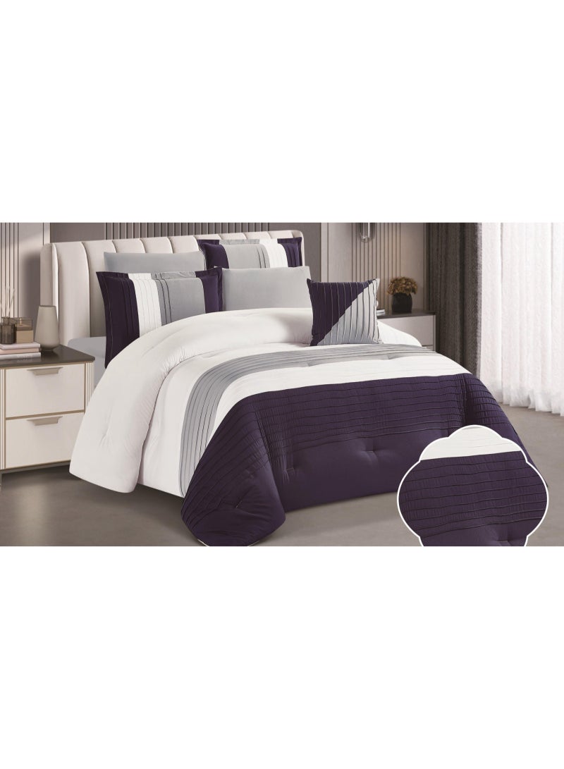 RedRoss *A double bed sheet with a modern striped design and embroidery that adds a touch of elegance, made of microfiber, size 240*260 cm - Image 1