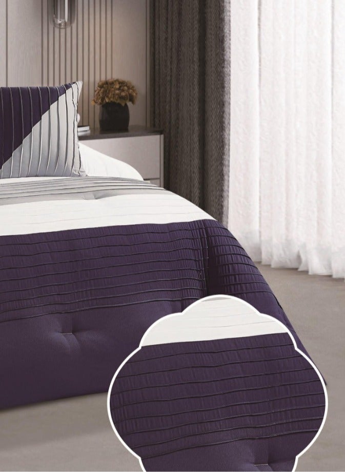 RedRoss *A double bed sheet with a modern striped design and embroidery that adds a touch of elegance, made of microfiber, size 240*260 cm - Image 3