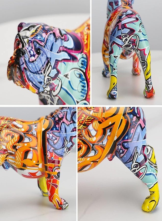 suruim Colorful Dog Sculptures Home Decor Graffiti Modern Art Home Decorations Dog Statue Room Bookshelf TV Cabinet Decor Animal Ornament (Bulldog) - Image 4