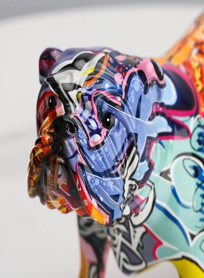 suruim Colorful Dog Sculptures Home Decor Graffiti Modern Art Home Decorations Dog Statue Room Bookshelf TV Cabinet Decor Animal Ornament (Bulldog) - Image 5