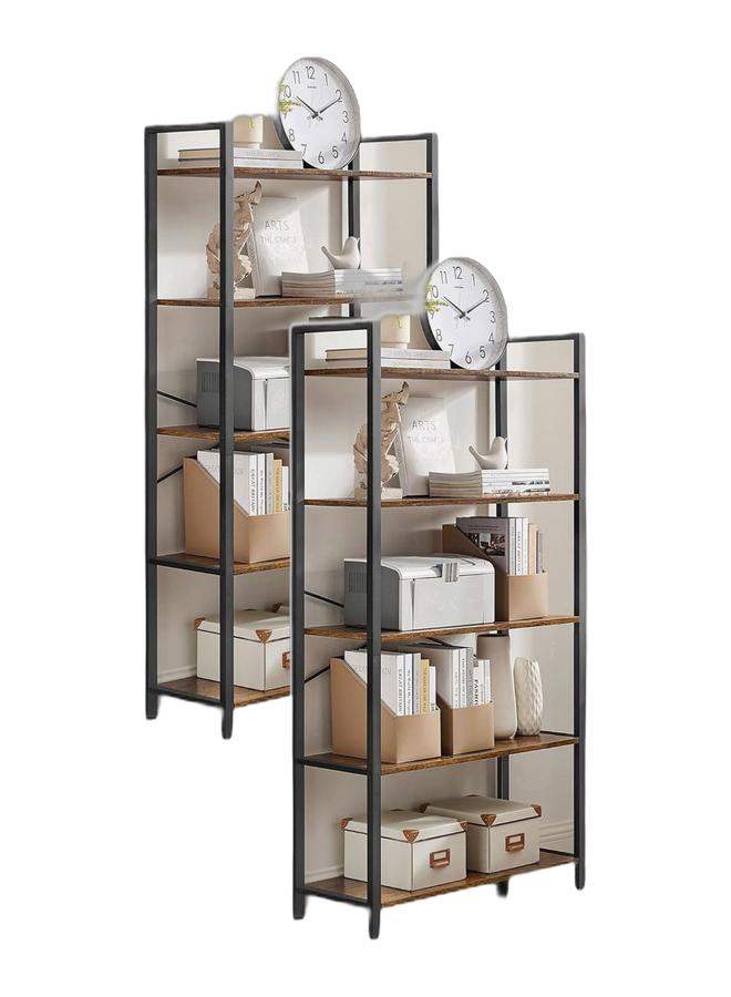 AnneFish 2Pcs 5 Tier Bookshelf Storage Shelves Standing Shelving Kitchen Bakers Rack Open Display Rack With Cupboard Organizer Bookcase Microwave Oven Stand For Living Room And Kitchen 60x30x154 cm - Image 3