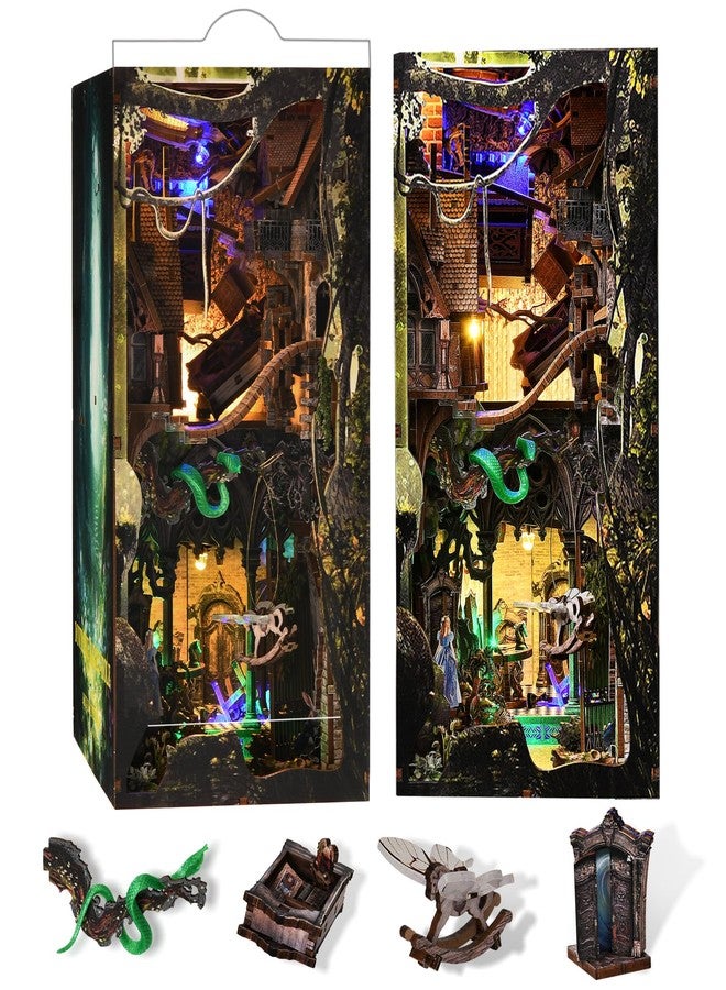 MiniCity DIY Book Nook Kit, DIY Miniature Dollhouse with Lights for Adults and Teens (Down The Rabbit-Hole Alice in Wonderland) - Image 1