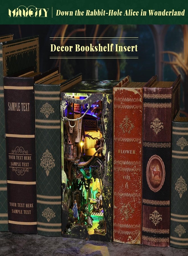 MiniCity DIY Book Nook Kit, DIY Miniature Dollhouse with Lights for Adults and Teens (Down The Rabbit-Hole Alice in Wonderland) - Image 4