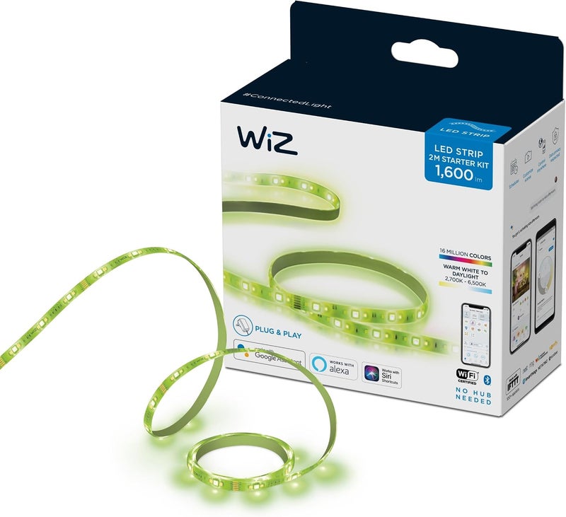 Wiz Colour Smart Connected WiFi 2M Strip Light Starter Kit 1600 Lumen [UK Version]. App Control for Indoor Home Lighting, Livingroom, Bedroom and Decoration. - Image 1