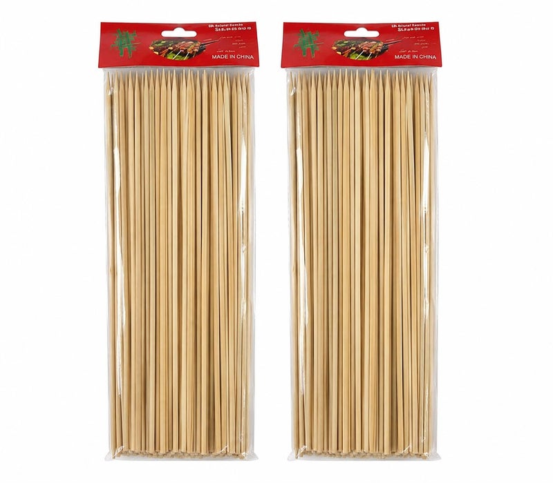 Wooden BBQ Skewers (2 Packs) – 25 cm Natural Wood Shish Tawook Sticks for Grilling & All Foods
