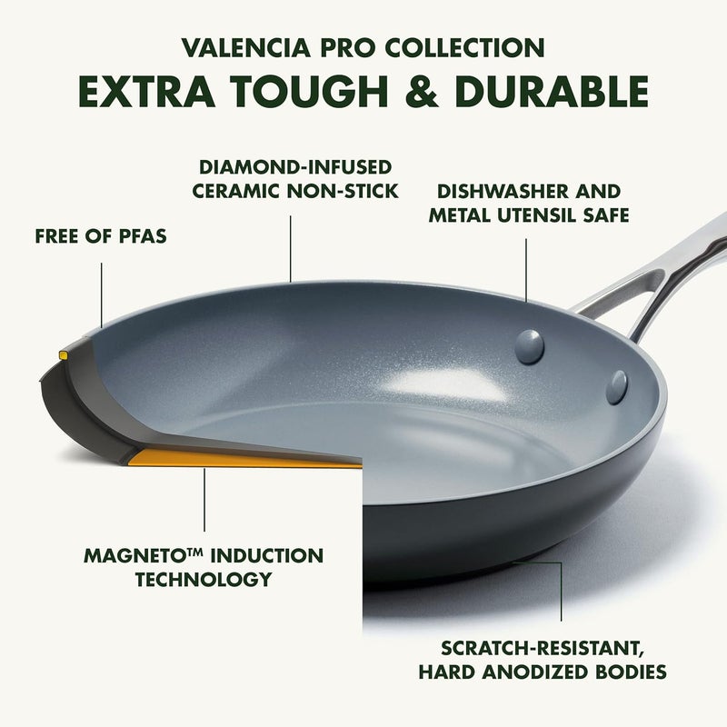 Greenpan Valencia Pro Hard Anodized Healthy Ceramic Nonstick 8" Frying Pan Skillet, PFAS-Free Cookware, Stainless Steel Handle, Induction Suitable, Dishwasher Safe, Oven Safe, Gray - Image 4