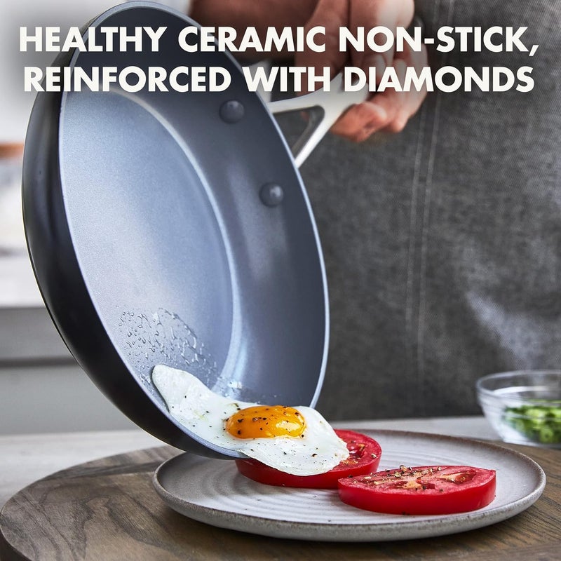 Greenpan Valencia Pro Hard Anodized Healthy Ceramic Nonstick 8" Frying Pan Skillet, PFAS-Free Cookware, Stainless Steel Handle, Induction Suitable, Dishwasher Safe, Oven Safe, Gray - Image 3