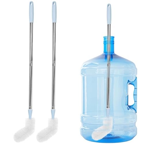 Rkddo 2Pack 28 Long Bottle Brush 3 and 5 Gallon Bottle Cleaning Brush Water Bottle Brush with Bendable Replacement Brush Head Nylon Bristles and Stainless Steel Handle Bucket Cleaning Brush - Image 1