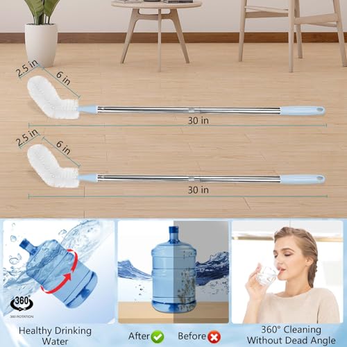 Rkddo 2Pack 28 Long Bottle Brush 3 and 5 Gallon Bottle Cleaning Brush Water Bottle Brush with Bendable Replacement Brush Head Nylon Bristles and Stainless Steel Handle Bucket Cleaning Brush - Image 3