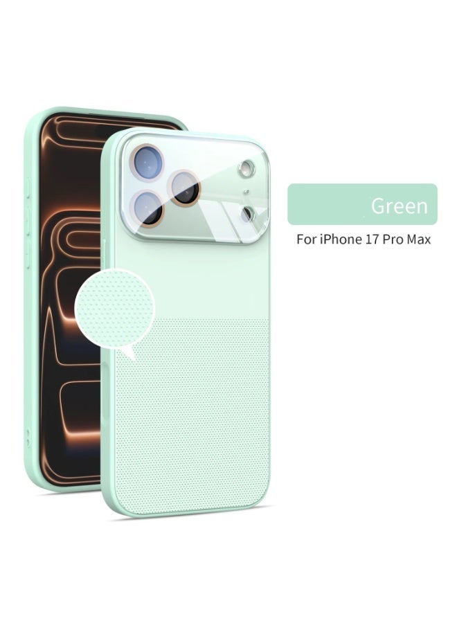 Magsafe phone case made of matte silicone, drop-resistant, suitable for the iphone 17 Pro Max, with large windows, lens, film, and comprehensive camera buttons , Anti-slip particles on the back panel - Green - Image 2