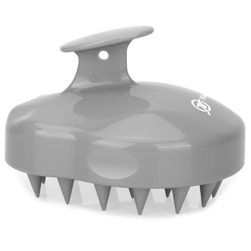 FREATECH Massager Shampoo Brush with Soft Silicone Bristles for Scalp Care Shower Hair Scalp Scrubber Exfoliator for Dandruff Removal and Hair Growth Wet Dry for Men Women and Kids Grey