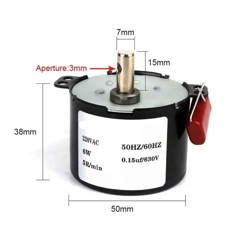 220V AC Synchronous Gear Motor 50KTYZ 6-10W Low Speed 2 5rpm - Image 3