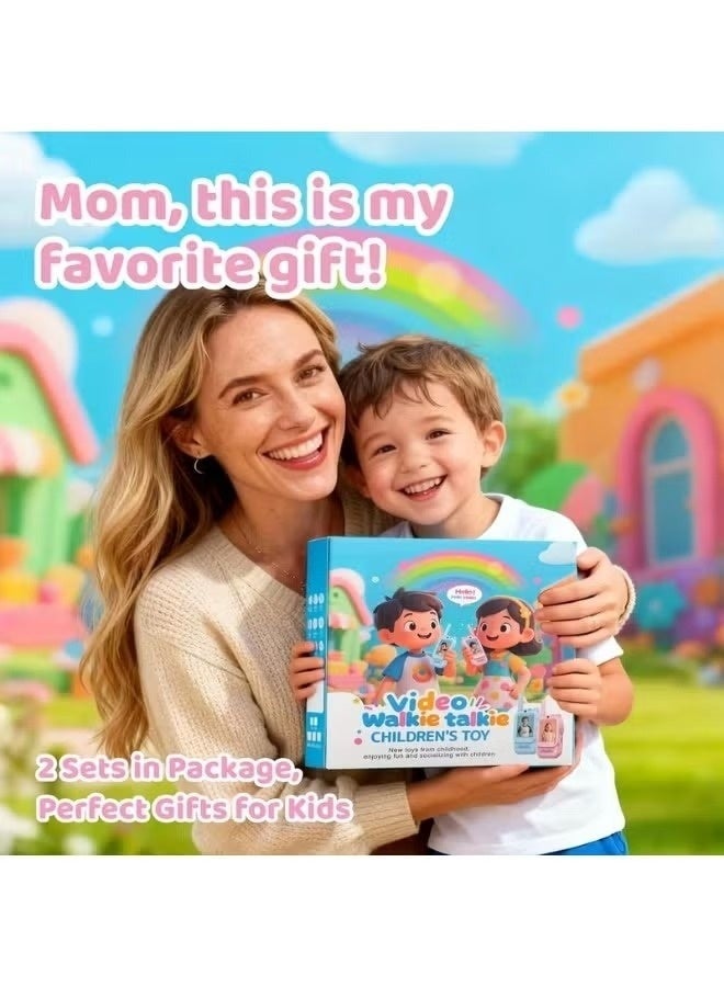 YD Face-to-Face Video Walky Talkiy for Kids – 2 Pack Rechargeable Video Intercom Toys with LCD Screen & Front Camera, Real-Time Video Chat, No SIM Needed & No WiFi Required, Long-Range 20–40MHz Kids Walkiy Talkiyes for Indoor & Outdoor Adventures, Learning Communication Toys for Boys & Girls Ages 3–12, Blue & Pink, USB-Rechargeable, Durable ABS Build, Camping Gear, Birthday & Christmas Gift Set - Image 3