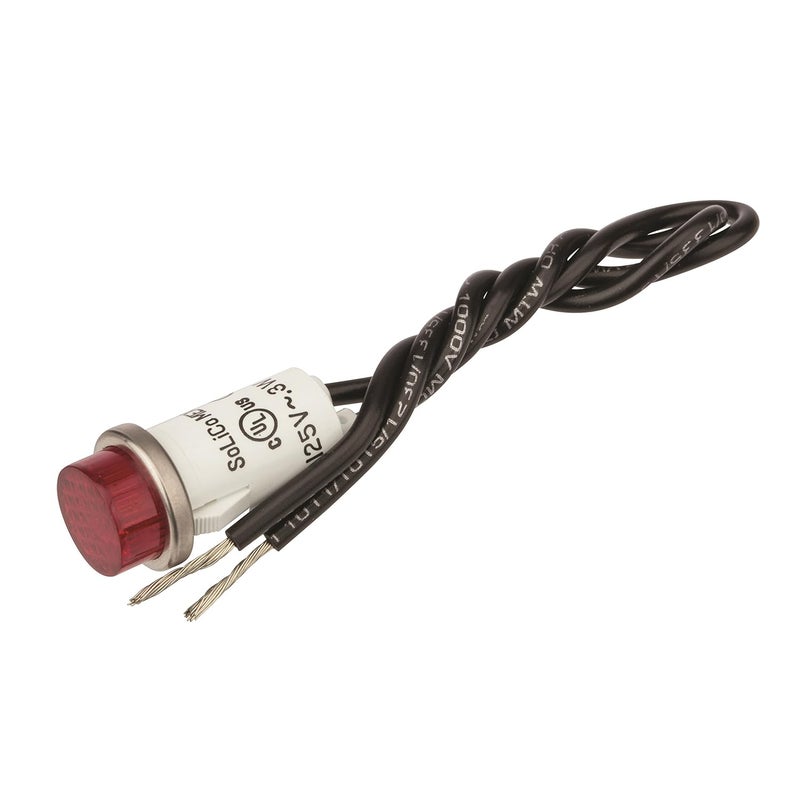 NSI 79780LW Round Indicator Light with Non Replacable Lamp, Press Fit, 0.5" Panel Cutout, 0.5" Mounting Hole Diameter, Red 0.25 Cyl Diamond Lens, Stainless Bezel - Image 2