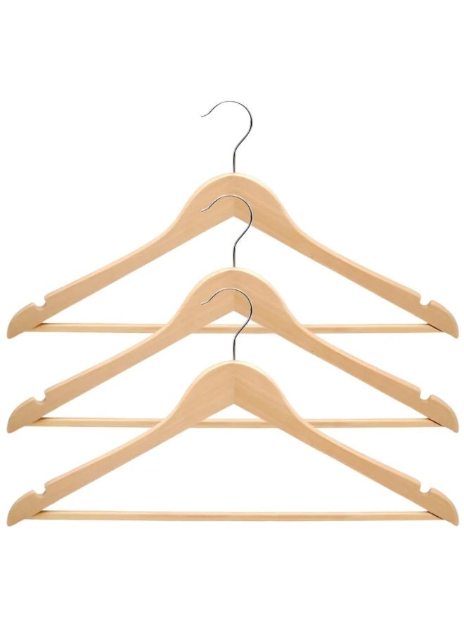 Day To Day Natural Wooden Flat Hangers Brown Clothes Hanger- 3pcs - Image 1