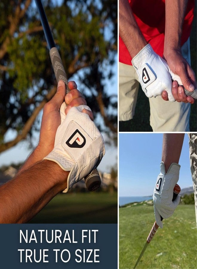 PUR3 Golf Gloves Men Right Hand, 3 Pack Genuine Cabretta Leather, Left Handed Golfer, XL Golf Glove - Image 3
