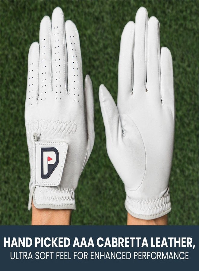 PUR3 Golf Gloves Men Right Hand, 3 Pack Genuine Cabretta Leather, Left Handed Golfer, XL Golf Glove - Image 2