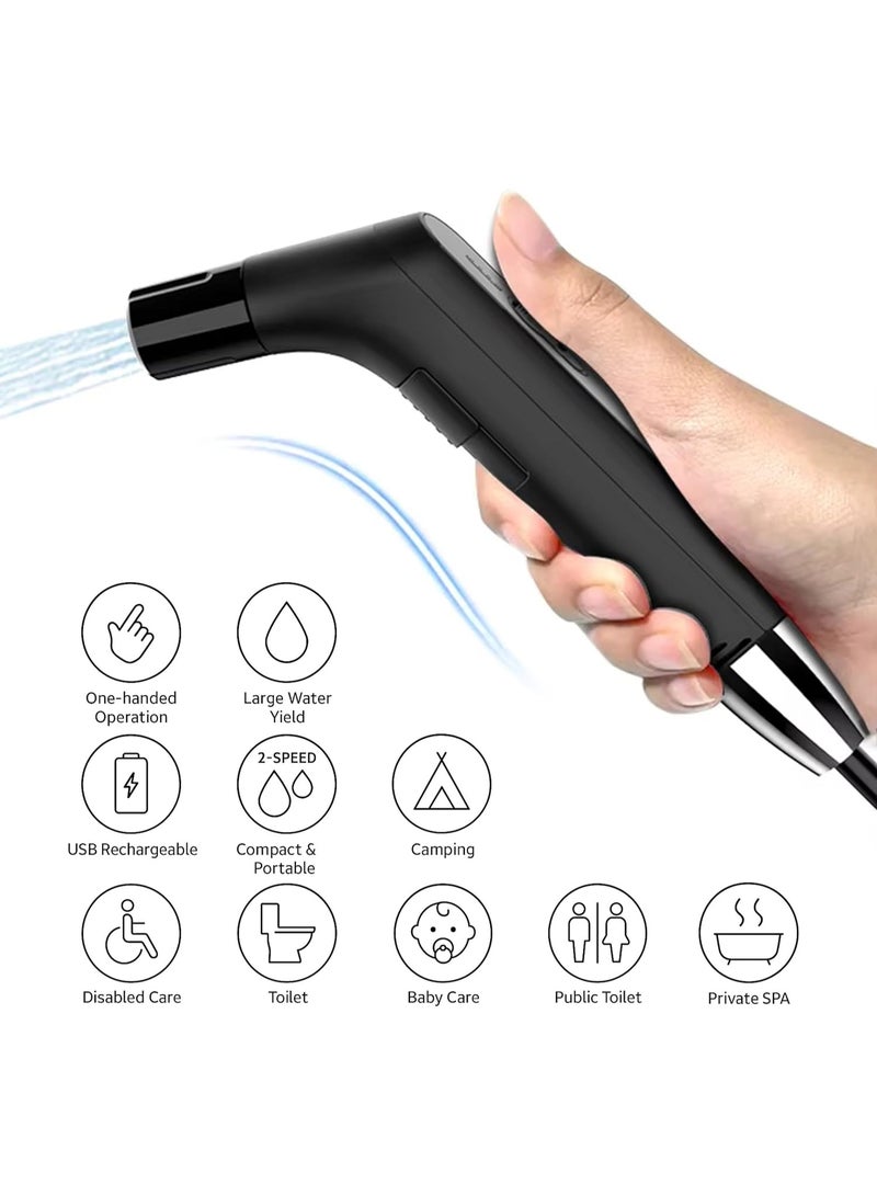 أميازي AMIAZI™ شطاف محمول قابل لإعادة الشحن للسفر والتخييم – دش يدوي للمسلمين للوضوء والاستخدام الخارجي والعناية بالأطفال – خزان سيليكون 2.3 لتر + كيس ماء 5 لتر - Image 3