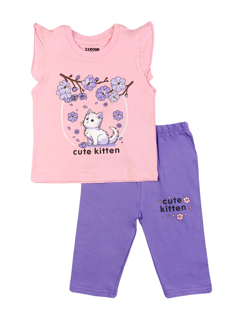 Zercon Summer Pajama Set for Girls - Summer Set for Girls - Image 1