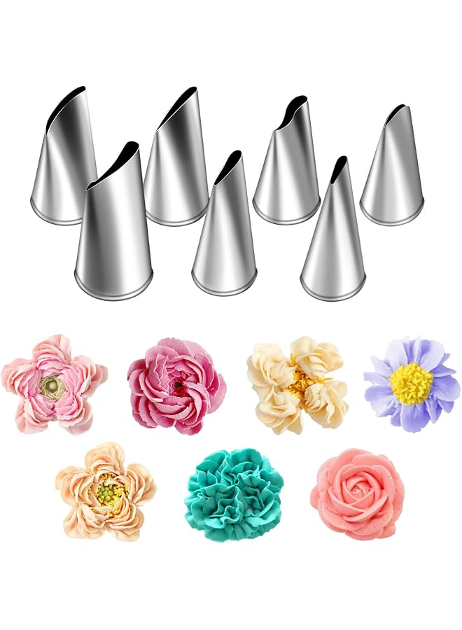 S-TOP 7 Pcs Fondant Rose Nozzle Tips Set,Stainless Steel Cake Decorating Pastry Tools,Cake Decorating Supplies Baking Set Tools - Image 1
