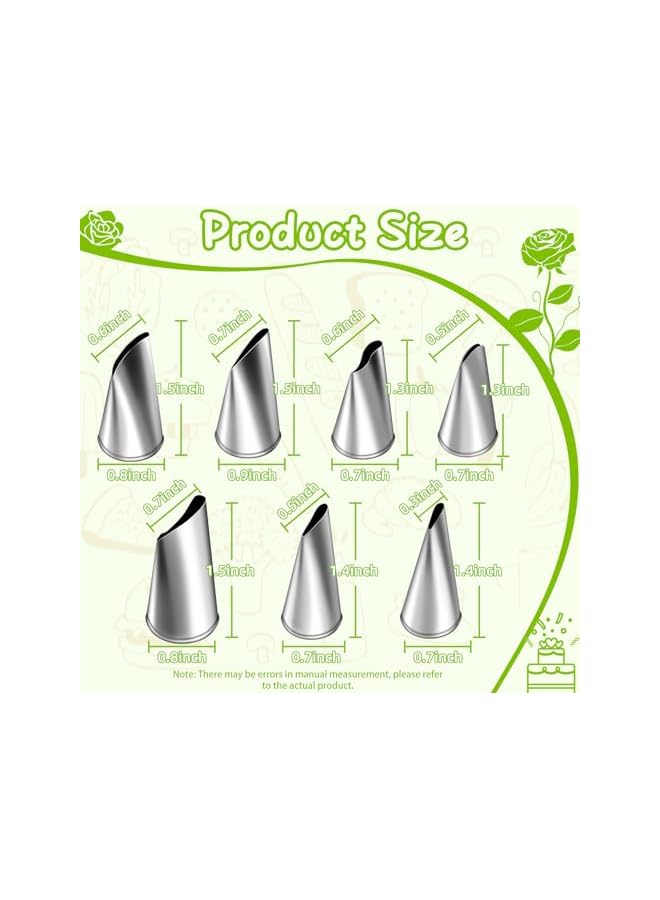 S-TOP 7 Pcs Fondant Rose Nozzle Tips Set,Stainless Steel Cake Decorating Pastry Tools,Cake Decorating Supplies Baking Set Tools - Image 4