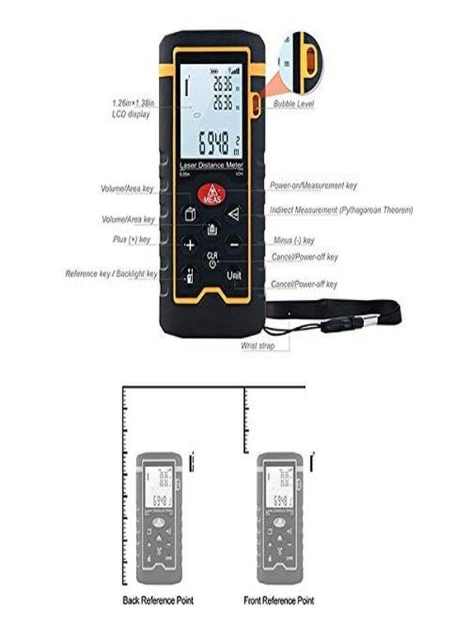 MCP 4line/9key/197ft/2362inch Handheld Laser Range Finder Laser Distance Meter + Large LCD Backlight + Waterproof + Digital Distometer for Distance Tape Measure (100 Meter) - Image 3