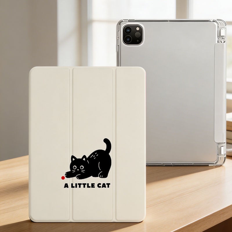 Tablet Case for iPad, Black Cat A Little Cat, iPad Cover for Mini Air Pro 4 5 6 7 8 9 10 11 12, Compatible with 7.9 8.3 9.7 10.2 10.5 10.9 11 12.9 13 inch Slim Clear Protective Cover with Stand for Women - Image 3