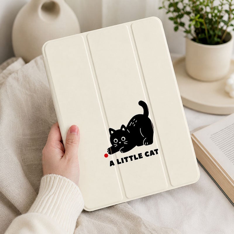 Tablet Case for iPad, Black Cat A Little Cat, iPad Cover for Mini Air Pro 4 5 6 7 8 9 10 11 12, Compatible with 7.9 8.3 9.7 10.2 10.5 10.9 11 12.9 13 inch Slim Clear Protective Cover with Stand for Women - Image 4