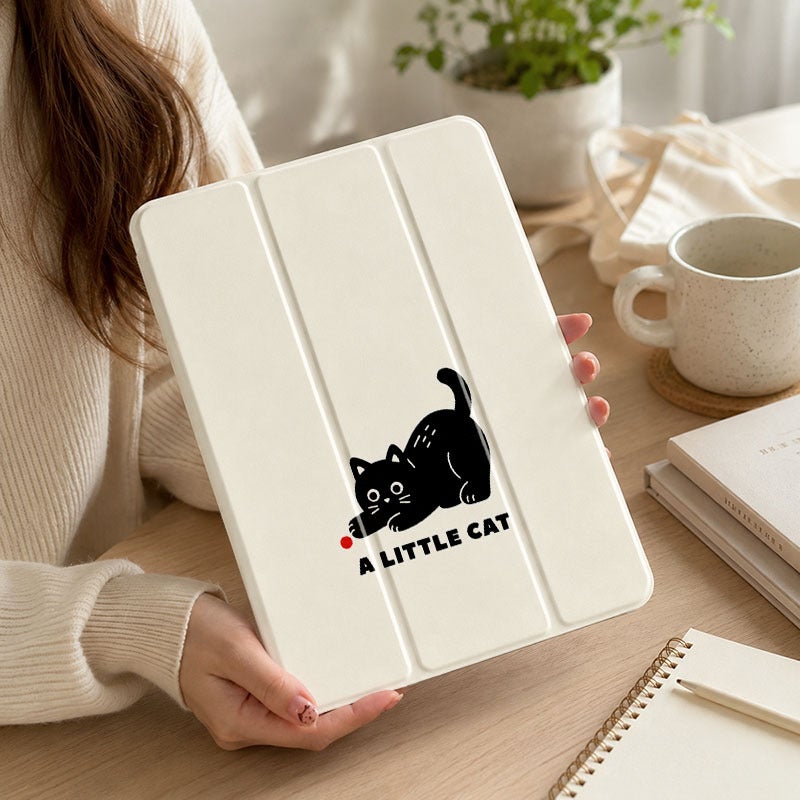 Tablet Case for iPad, Black Cat A Little Cat, iPad Cover for Mini Air Pro 4 5 6 7 8 9 10 11 12, Compatible with 7.9 8.3 9.7 10.2 10.5 10.9 11 12.9 13 inch Slim Clear Protective Cover with Stand for Women - Image 5