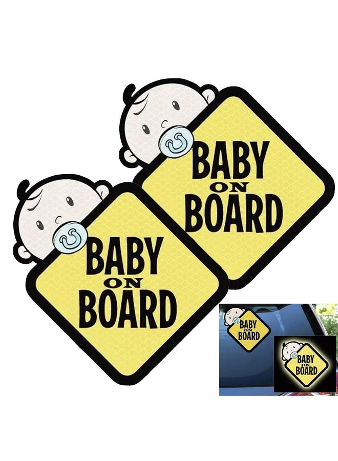 Baby On Board Sticker for Cars- Baby in Car High Intensity Reflective Waterproof Vinyl Safety Car Signs for Rear, Side Windows, Bumpers 2Pack - Image 1