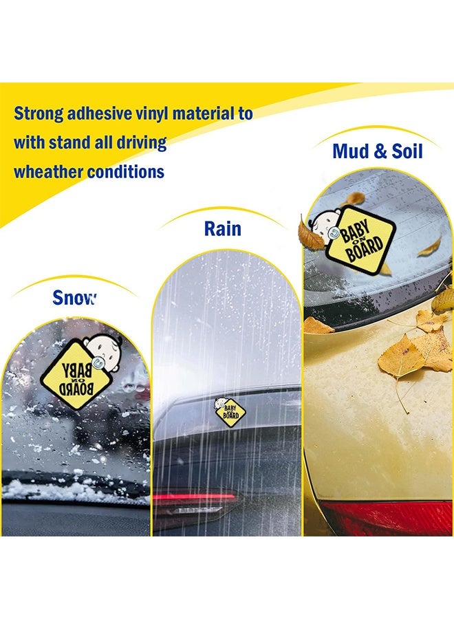 Baby On Board Sticker for Cars- Baby in Car High Intensity Reflective Waterproof Vinyl Safety Car Signs for Rear, Side Windows, Bumpers 2Pack - Image 5