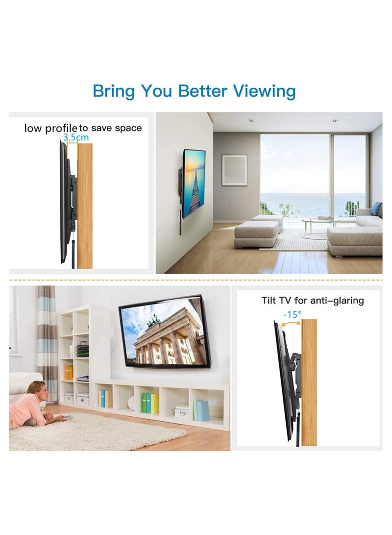 32-85" TV Wall Mount Bracket: Tilt Ultra Slim Fixed TV Mount for LED LCD OLED Plasma TVs with Spirit Level Super Strong 132 lbs Weight Capacity VESA up to 800 x 400 - Image 2