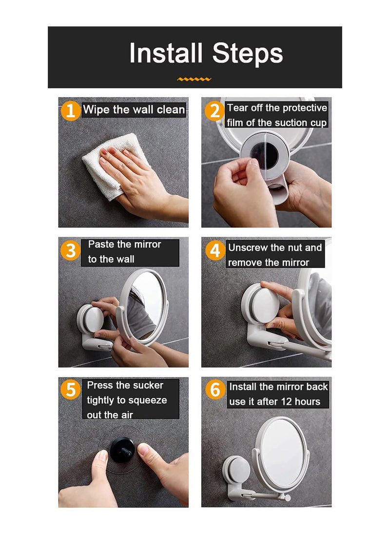 Suction Cup Wall Mirror Bathroom Mirror Makeup Mirror Wall Hanging Mirror 360 Adjustable Double Sided Magnifying Mirror Desktop Mirror Table Mirror