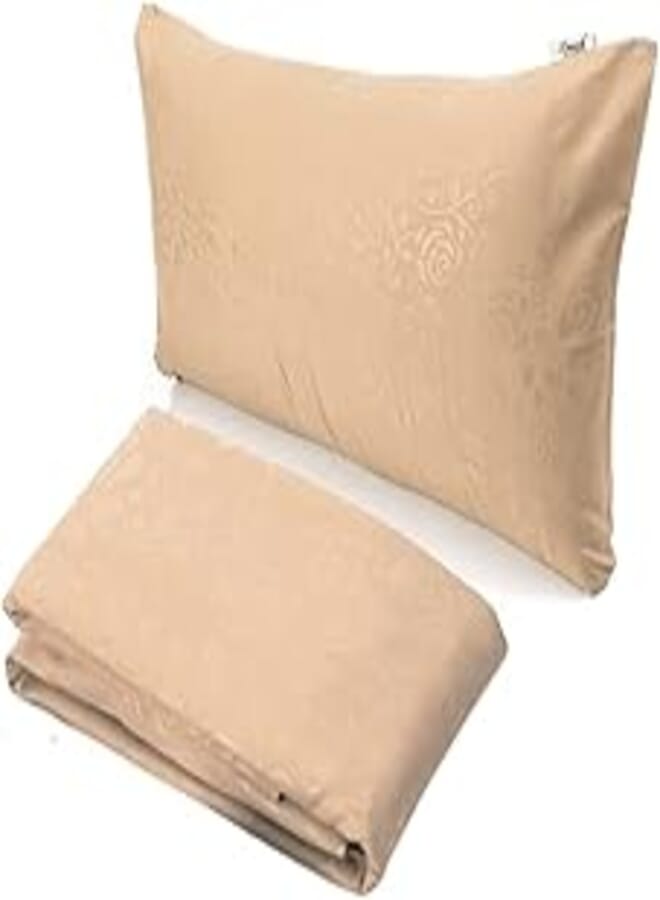 Snooze Fitted Jakared microfiber Bed Sheet - mocha (flowery design) 100 * 200 Cm + Free Pillowcase