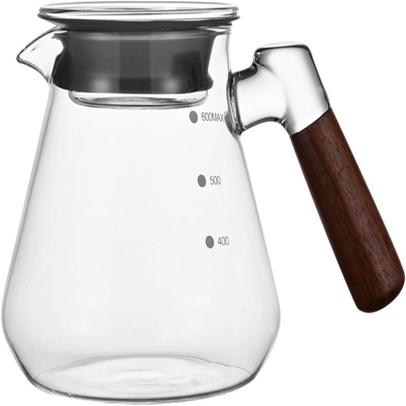 Glass Coffee Carafe with Wooden Handle, Heat-Resistant, Transparent, Easy to Clean, Drip Coffee Maker, Tea Pot, 600ml, Stylish, Versatile, Dishwasher Safe - Image 2