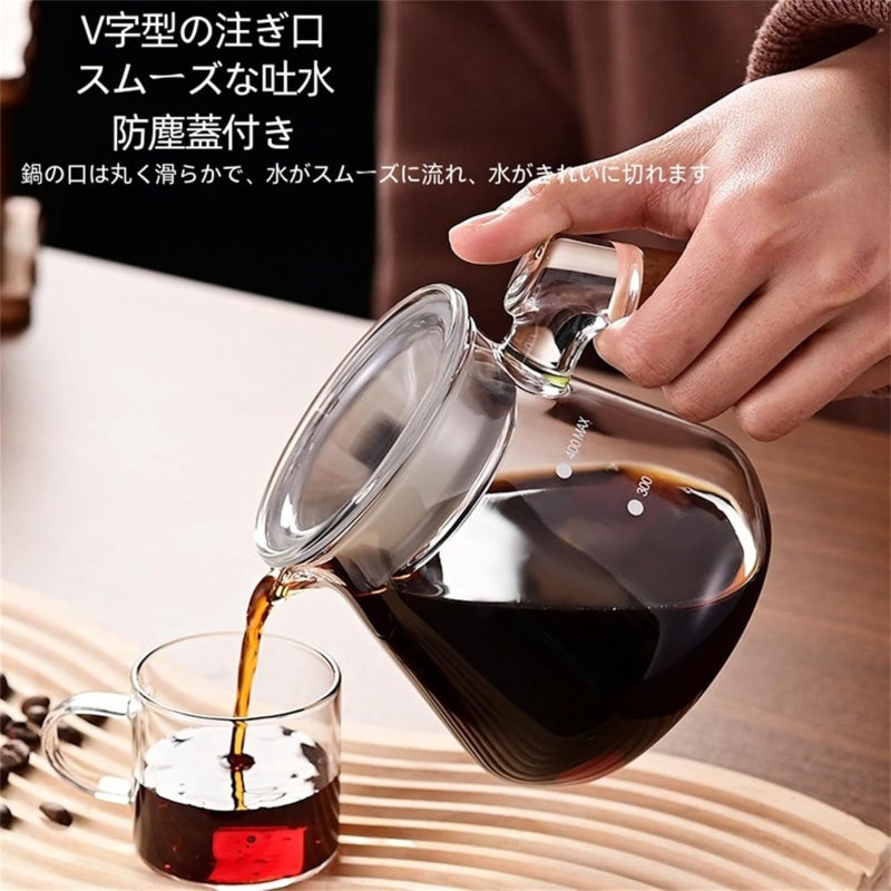 Glass Coffee Carafe with Wooden Handle, Heat-Resistant, Transparent, Easy to Clean, Drip Coffee Maker, Tea Pot, 600ml, Stylish, Versatile, Dishwasher Safe - Image 4