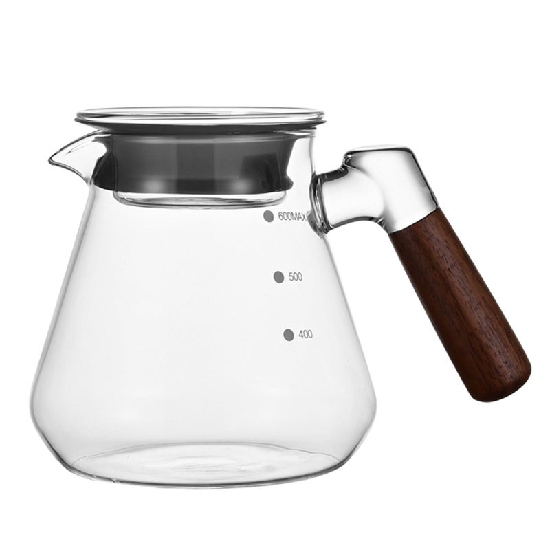Glass Coffee Carafe with Wooden Handle, Heat-Resistant, Transparent, Easy to Clean, Drip Coffee Maker, Tea Pot, 600ml, Stylish, Versatile, Dishwasher Safe - Image 1