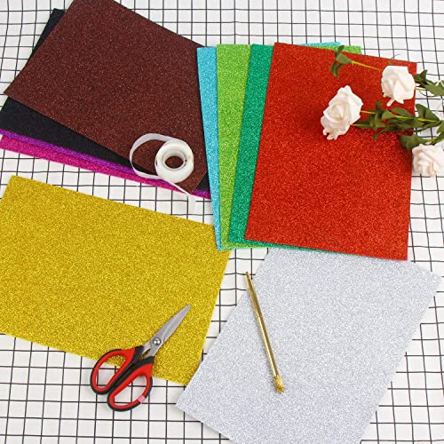 Qatalitic Self Adhesive Easy to Peel Off Glitter EVA Foam Sheets, A4 Size, Pack of 10 (Assorted Color) - Image 4