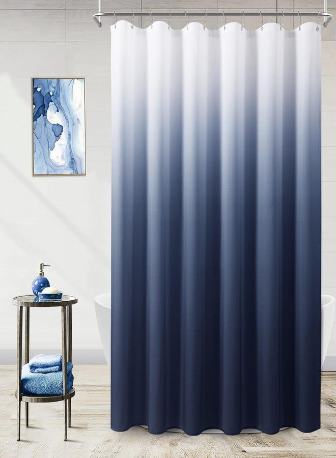 Naturoom ستائر دش باللون الأزرق navy والأبيض للحمام، مجموعة ستائر دش من قماش ombre indigo royal light blue مع 12 خطاف، ديكور حمام royal indigo 72 x 72 - Image 1