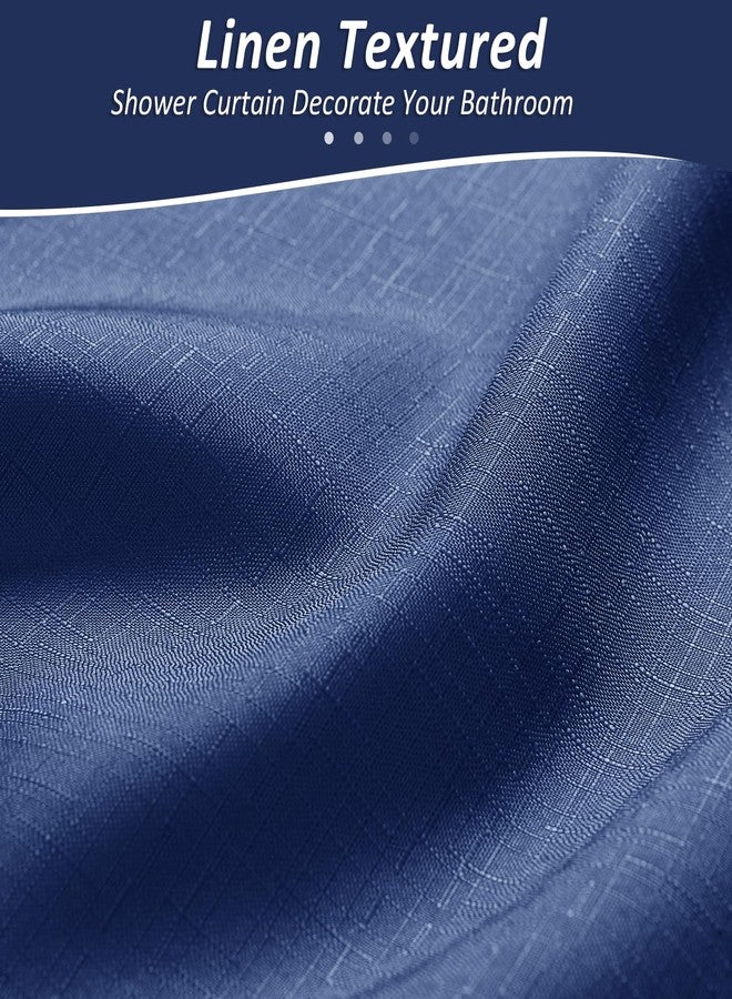 Naturoom ستائر دش باللون الأزرق navy والأبيض للحمام، مجموعة ستائر دش من قماش ombre indigo royal light blue مع 12 خطاف، ديكور حمام royal indigo 72 x 72 - Image 3