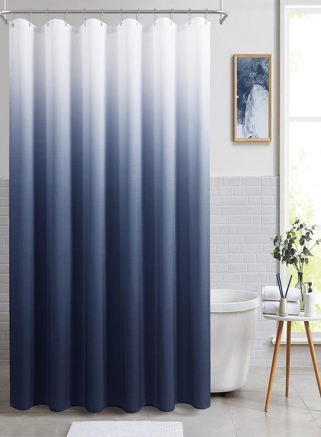 Naturoom ستائر دش باللون الأزرق navy والأبيض للحمام، مجموعة ستائر دش من قماش ombre indigo royal light blue مع 12 خطاف، ديكور حمام royal indigo 72 x 72 - Image 2